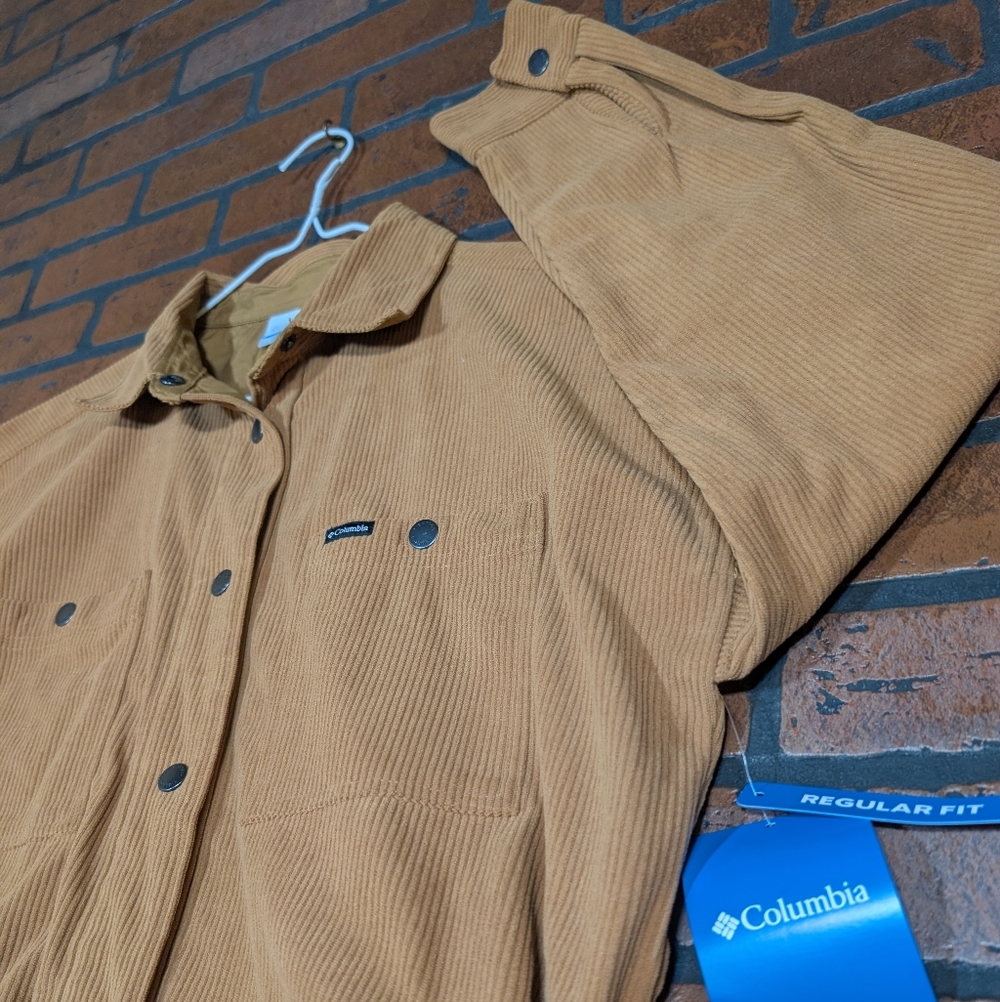 Columbia Women's M Blue Point Creek Corduroy Shirt Jacket - Carhartt Duck Brown